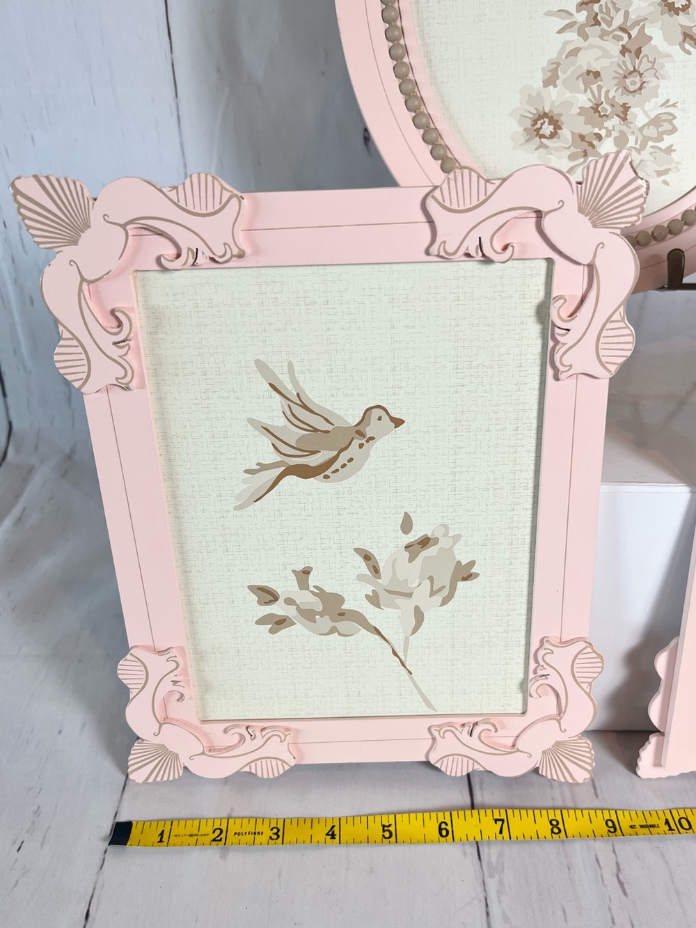 Lambs & Ivy Little Princess Nursery Wall Decor Set 3pc Pink Cream Bird Floral - Picture 5 of 11